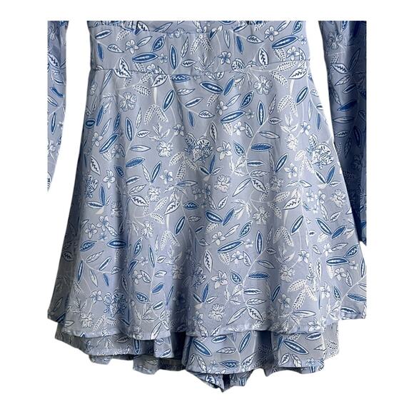 Japna Blue Floral Womens Jumpsuit Romper Playsuit M Medium Ruffled Belted - Picture 3 of 6